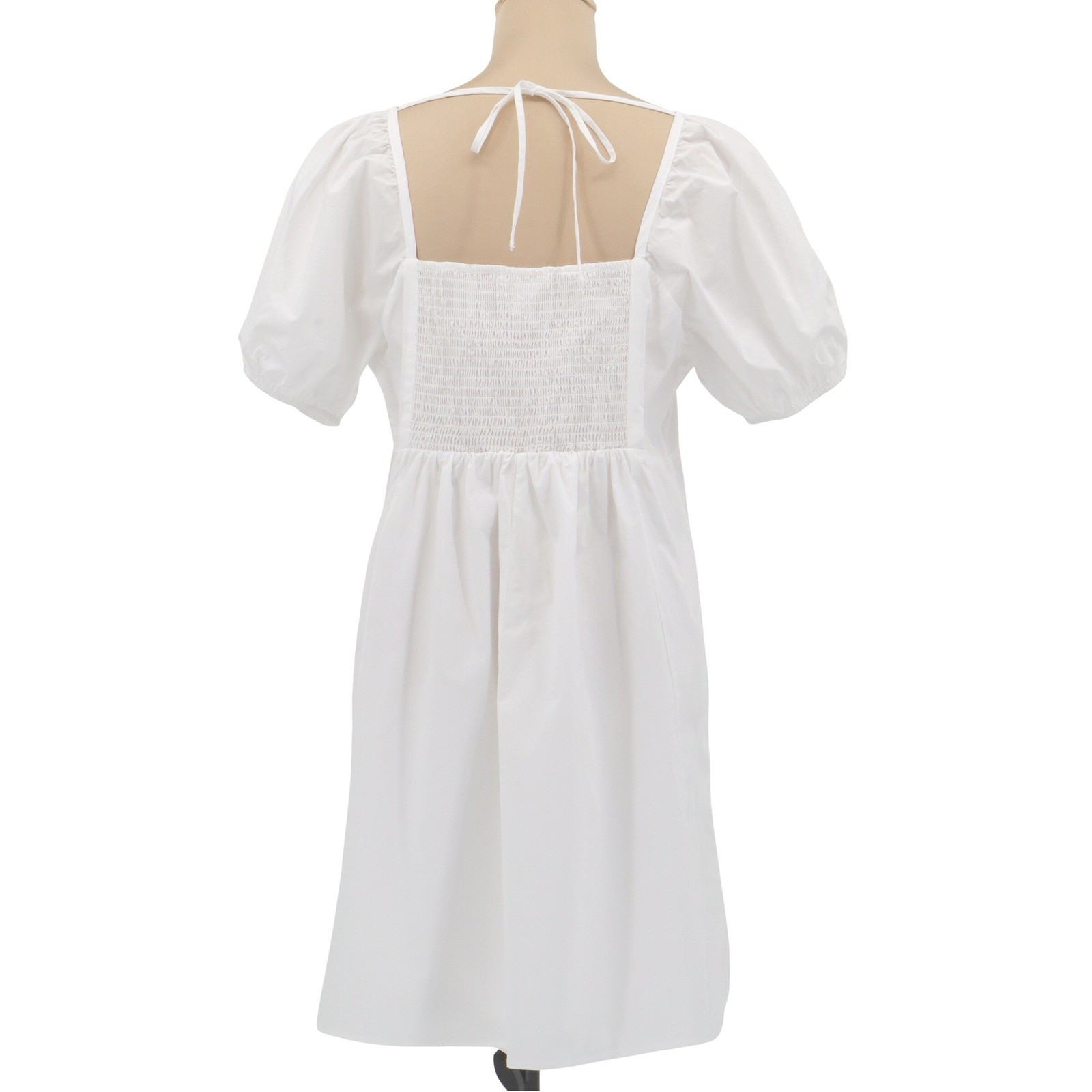 Draper James Magnolia White Puff Sleeve Mini Dress L Smocked Pockets Graduation