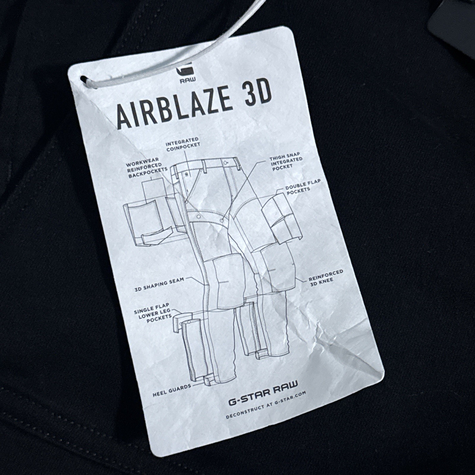 G-Star Raw Airblaze 3D Skinny Pitch Black Multi Pocket Cargo Jeans Mens 32×34