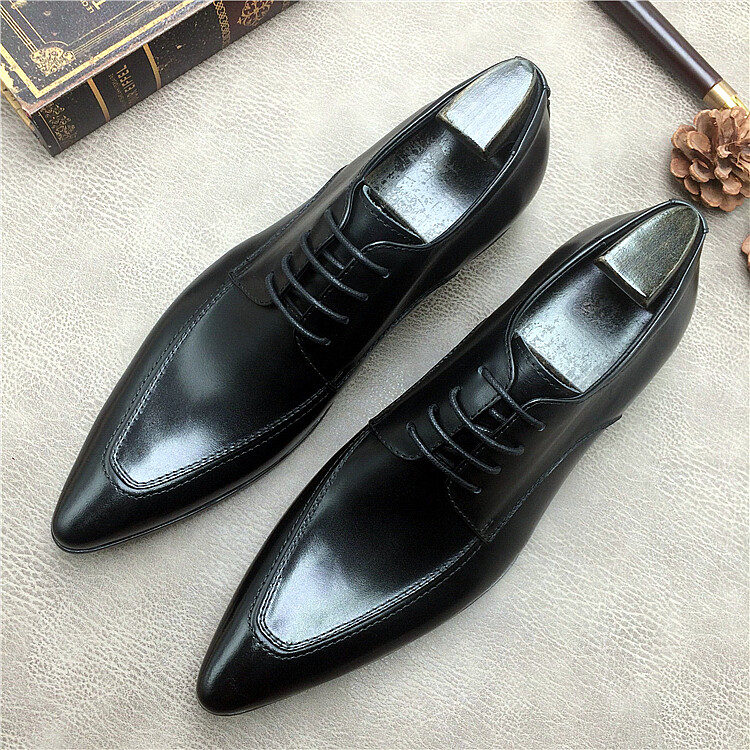 Men’s 100% Real Leather Dress Formal Pointed Toe Derby Shoes Evening Wedding Man