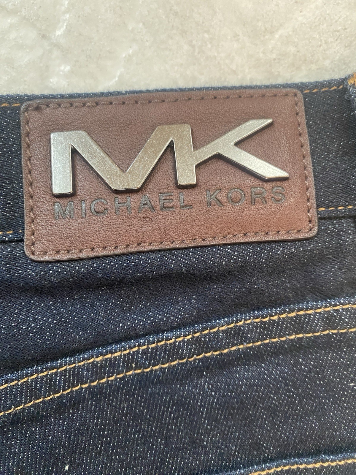 Michael Kors Core Slim Fit Dark Stretch Denim Straight Leg Jeans Mens 32×34 NWT