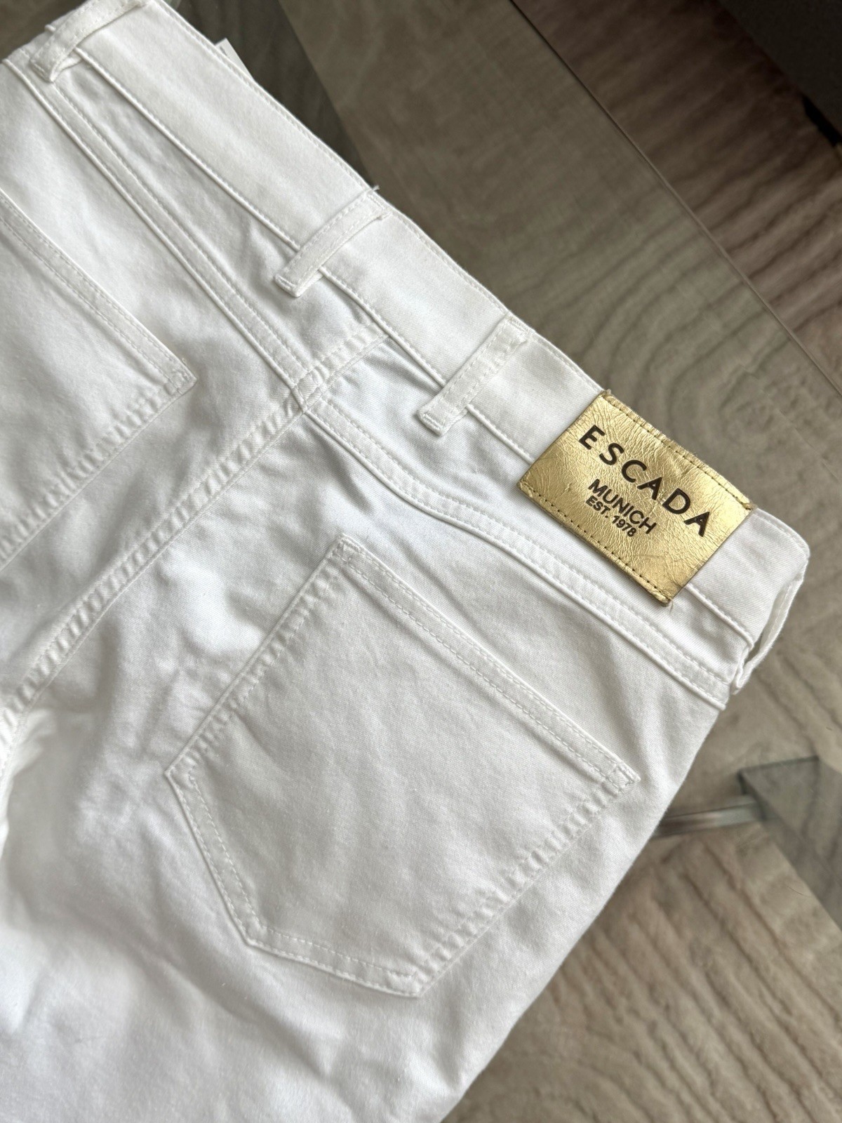 ESCADA White Straight Leg Jeans Stretch Designer Denim