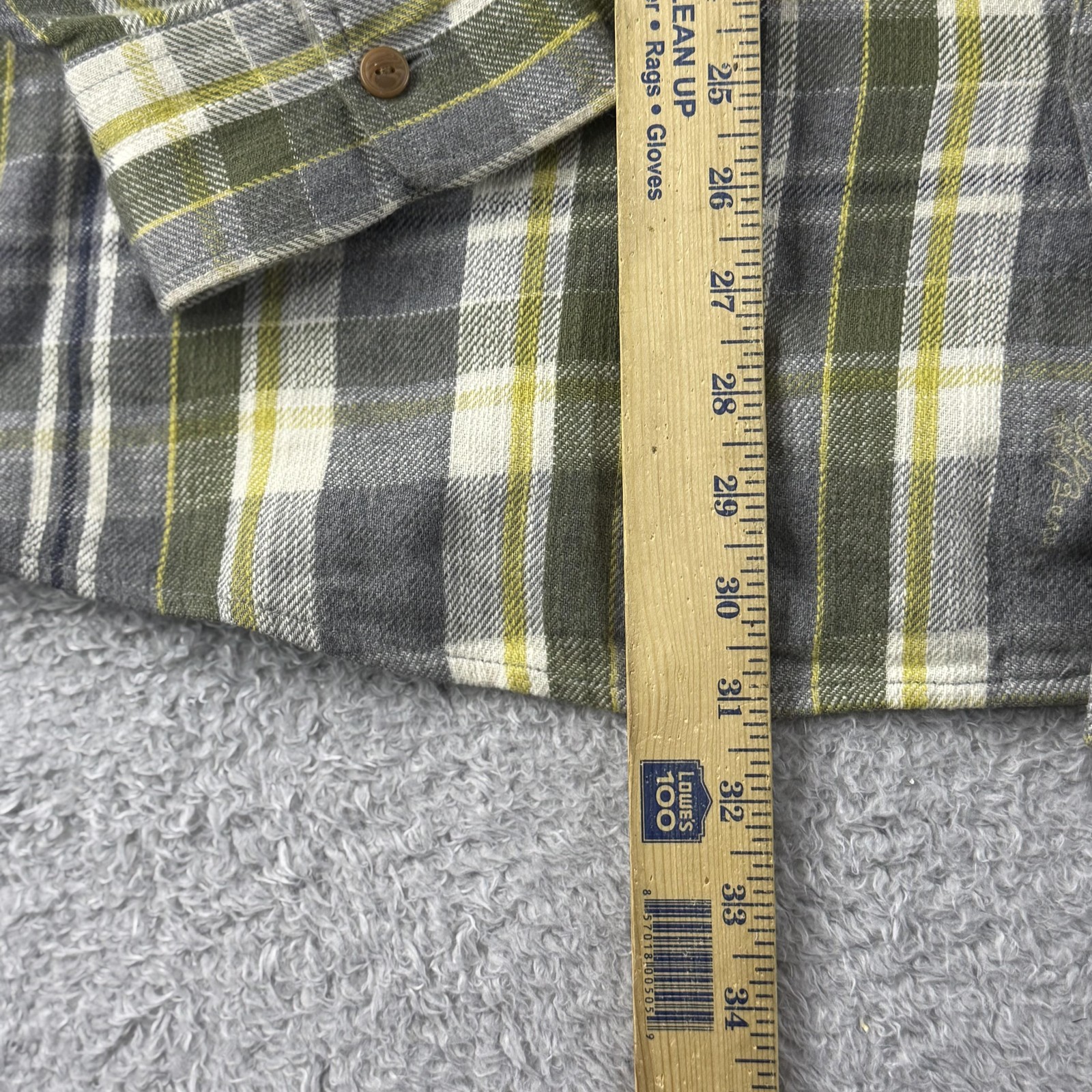 LL Bean Signature Shirt Mens 2XL Gray Green Plaid Flannel Slim Fit Heritage