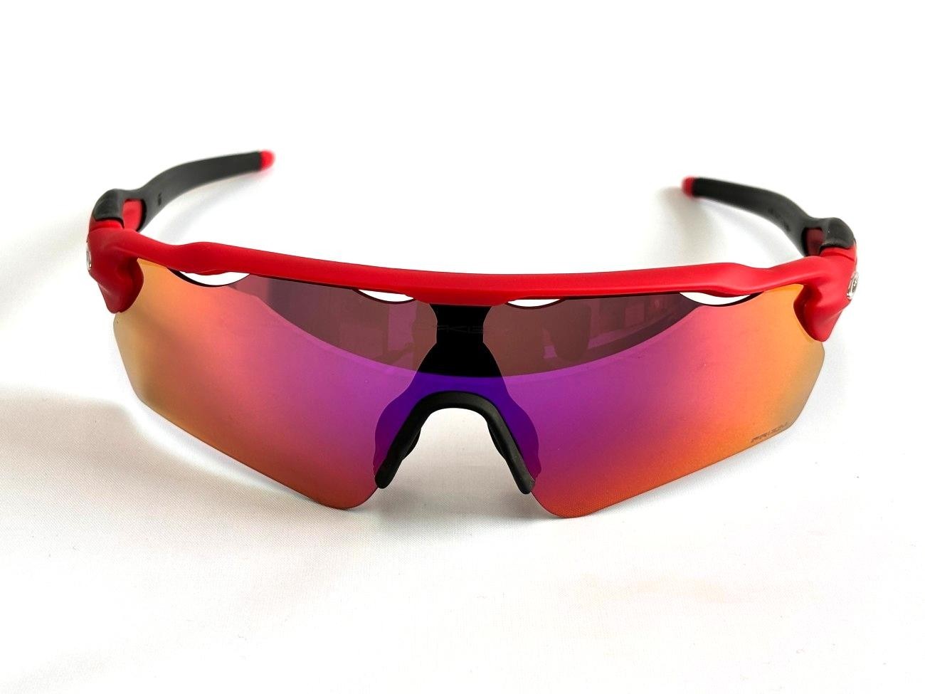 NEW Oakley Radar EV Patn Sunglasses Red Frame Purple Prizm Lenses OO9208