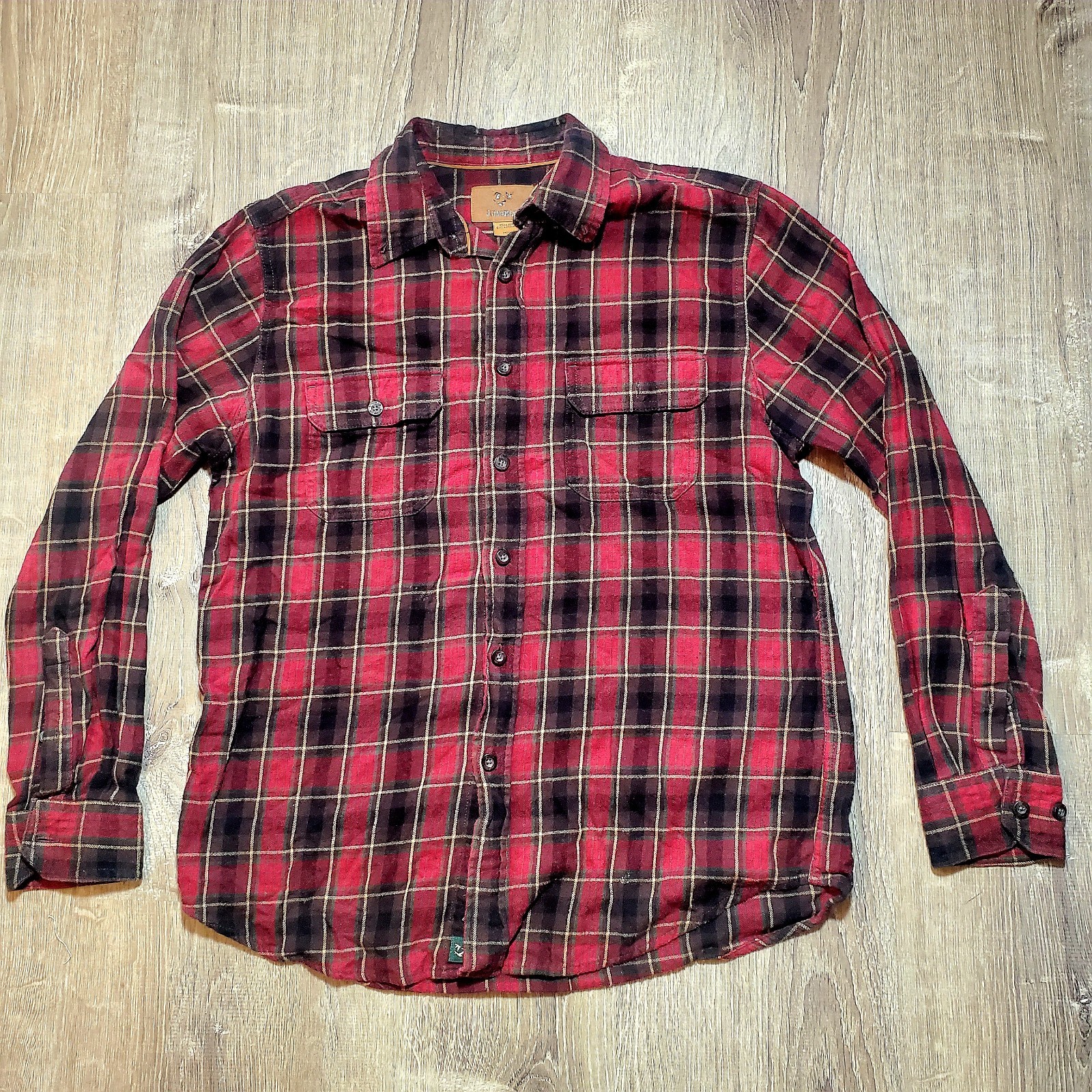 Outdoor Life Mens Medium Red And Green Cotton Flannel Shirt