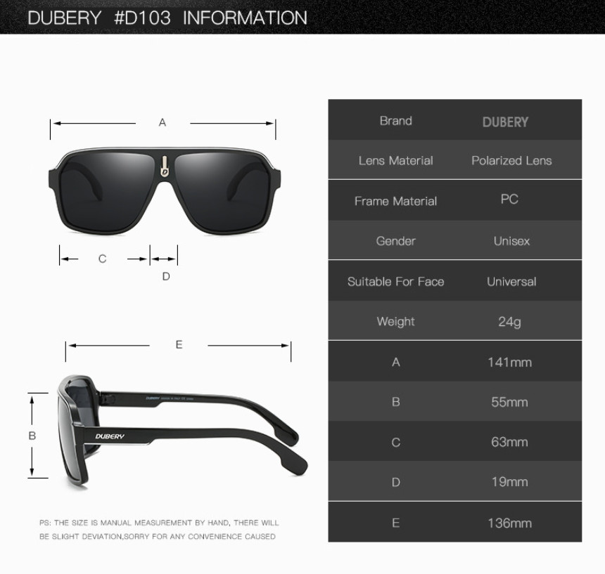 DUBERY Sport Polarized Sunglasses For Men Women Oversize Driving Fishing Glasses