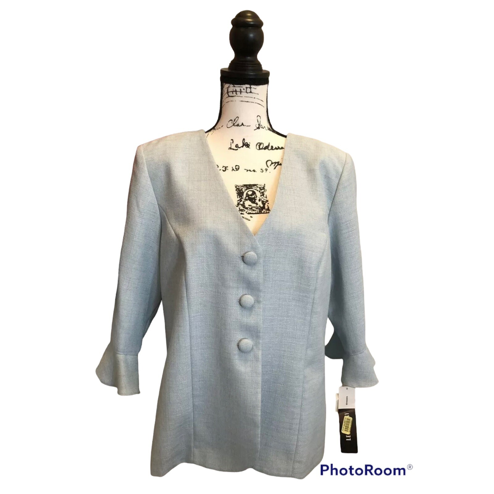 Leslie Fay Womens Blazer Jacket Blue Size 16P Petite Blouse Shirt NWT Office