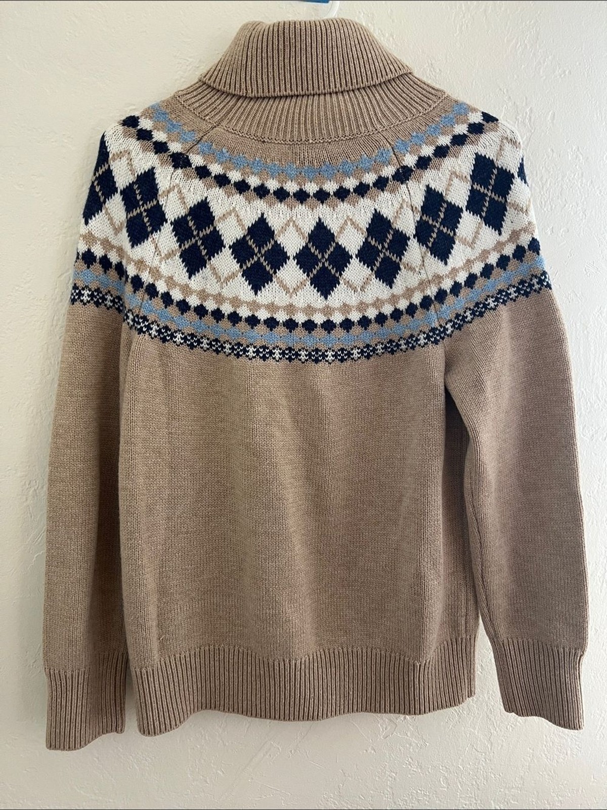 Tommy Hilfiger Argyle Turtleneck Sweater Light Fawn Medium