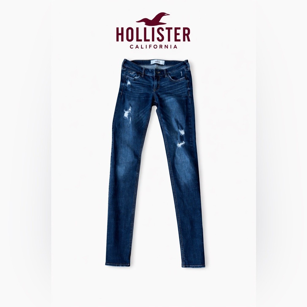Hollister Distressed Skinny Jeans Size 27 Long Dark Wash Stretch Denim