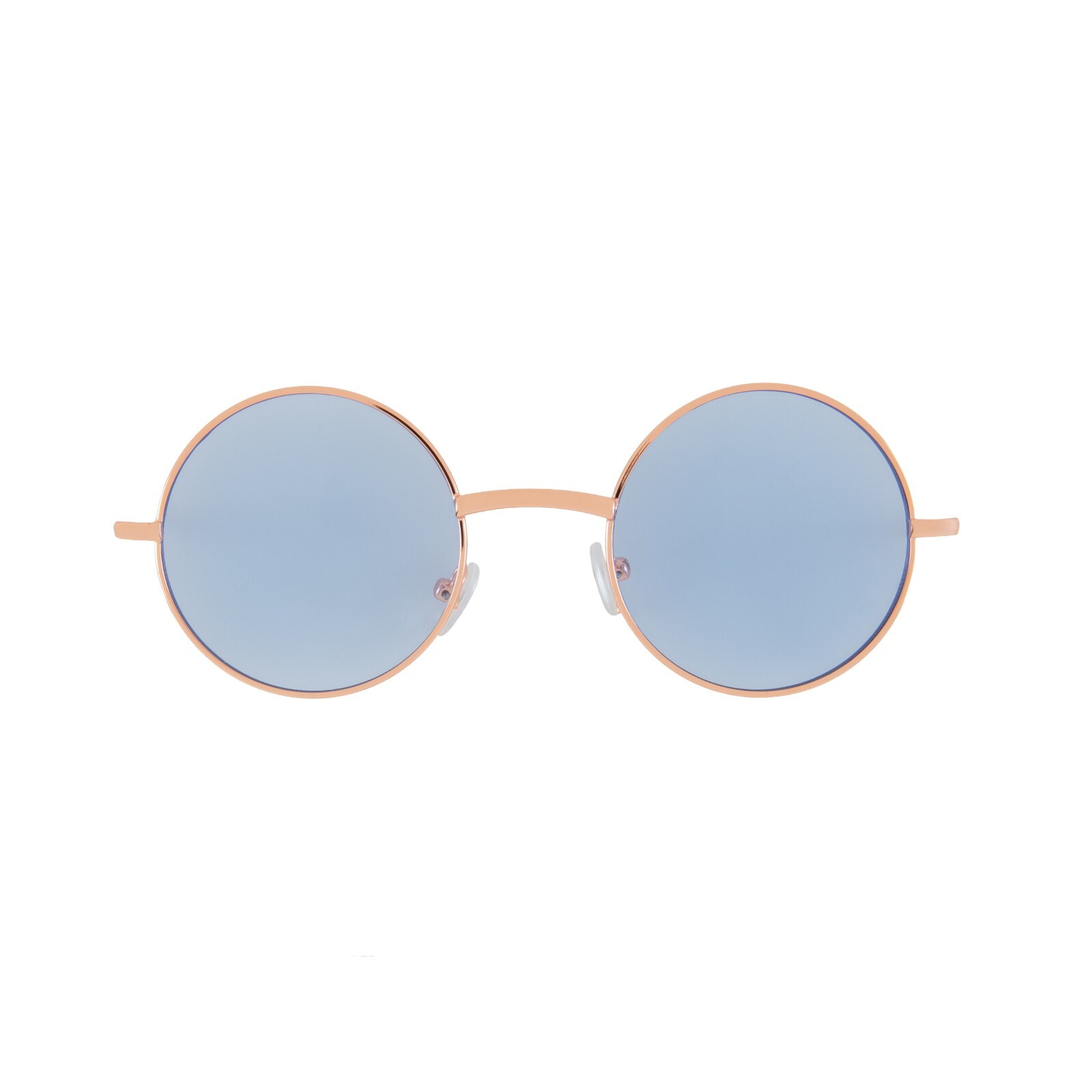 Retro Round Vintage Tint Sunglasses Blue Lens Metal Gold Frame Spring Hinge 43mm