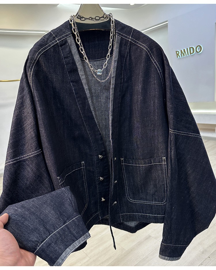 Unisex Japanese Batwing Sleeves Noragi Kimono Cardigan Denim Jeans Jacket Hot