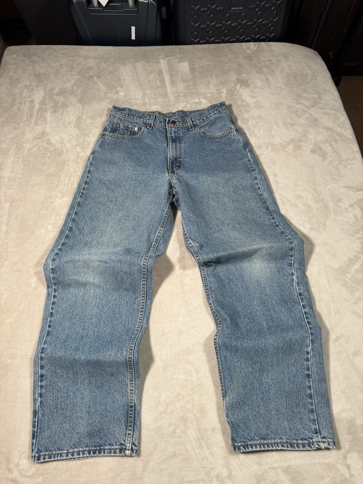 Vintage 90s Levis 567 Jeans Size 30×32 Blue Loose Fit Extra Wide Leg MADE IN USA