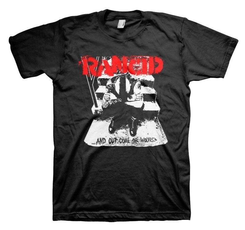 New Rancid Mohawk Skeletim Guitar Green & Black Punk Band T-Shirt badhabitmerch