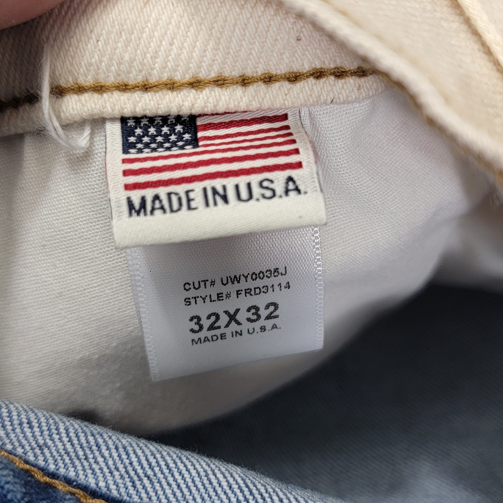 First Row Slim Straight Jeans 32×32 Made In USA American Flag Paint Splatter