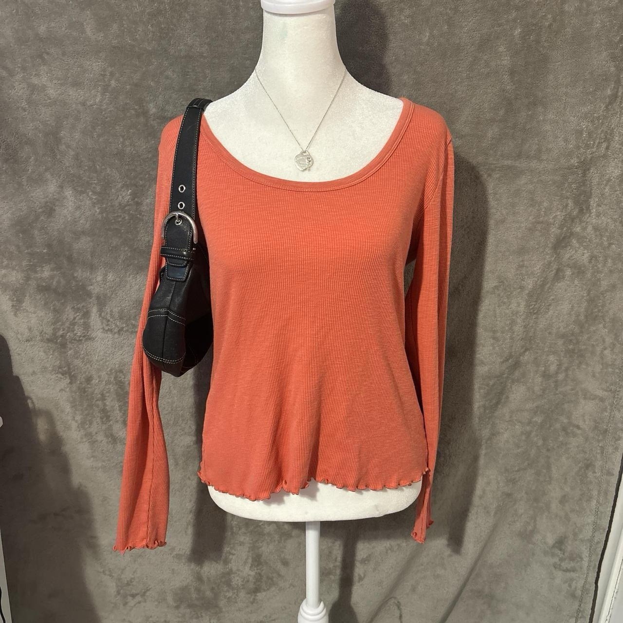 Coquette Peach Colored Long Sleeve Ruffled Top