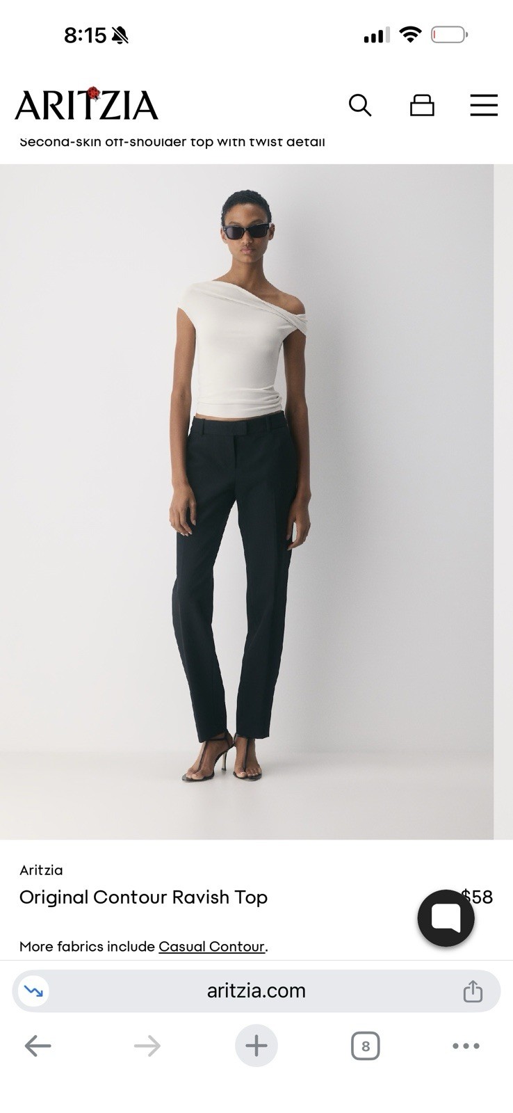 Aritzia Women`s $58 Original Contour Ravish Off-the-Shoulder Top size S