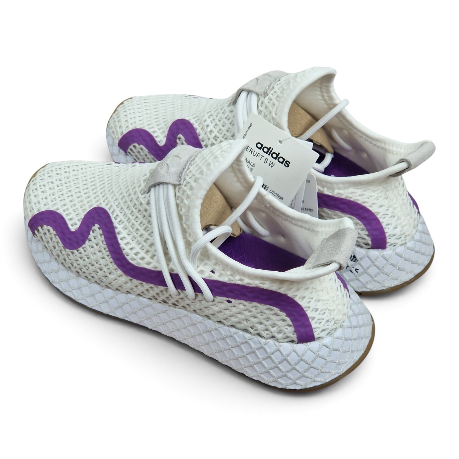 Adidas Deerupt S Runner Trainers Womens EU 38 38 2/3 New White Purple RARE Y2K Grid OG