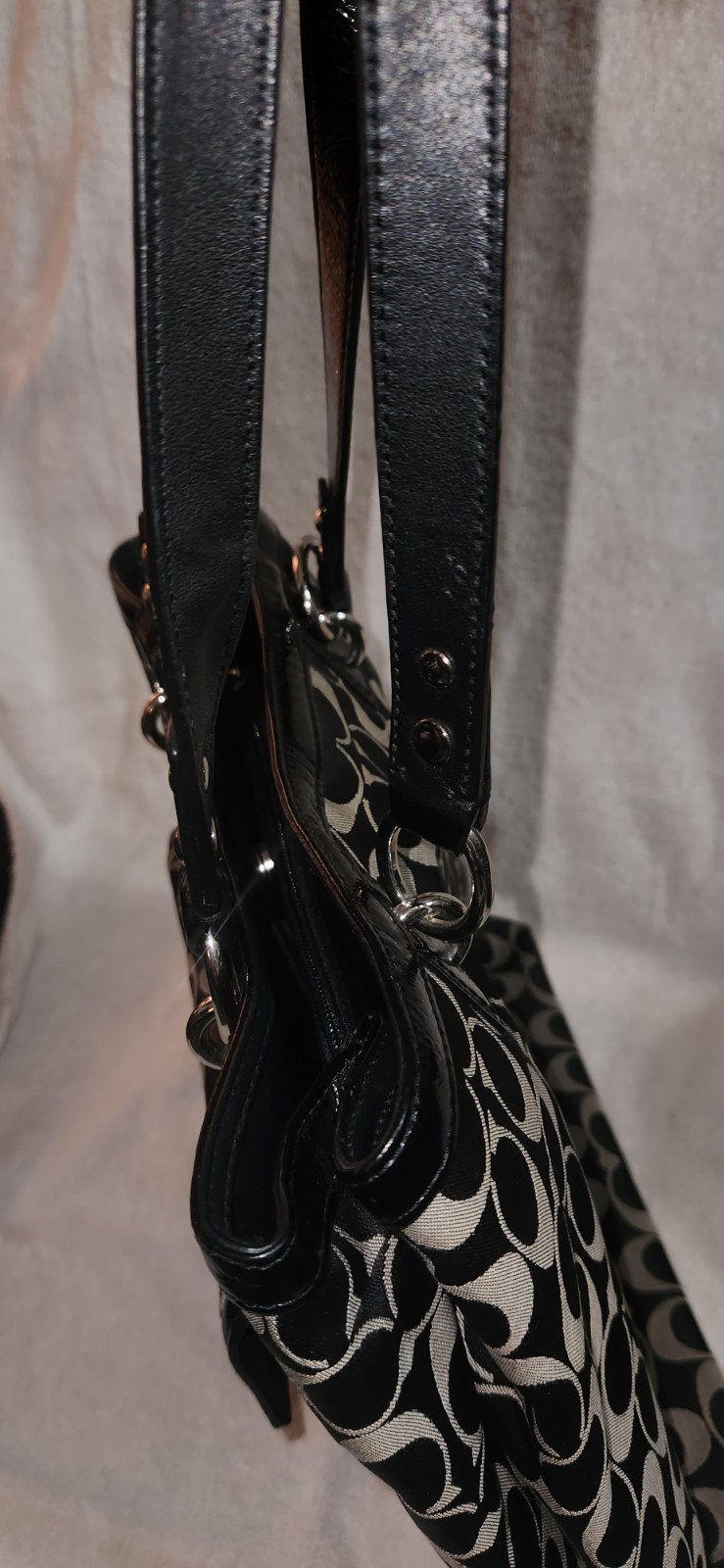 Coach Signature Large Double Handle Shoulder Black Gray B1261-F19262