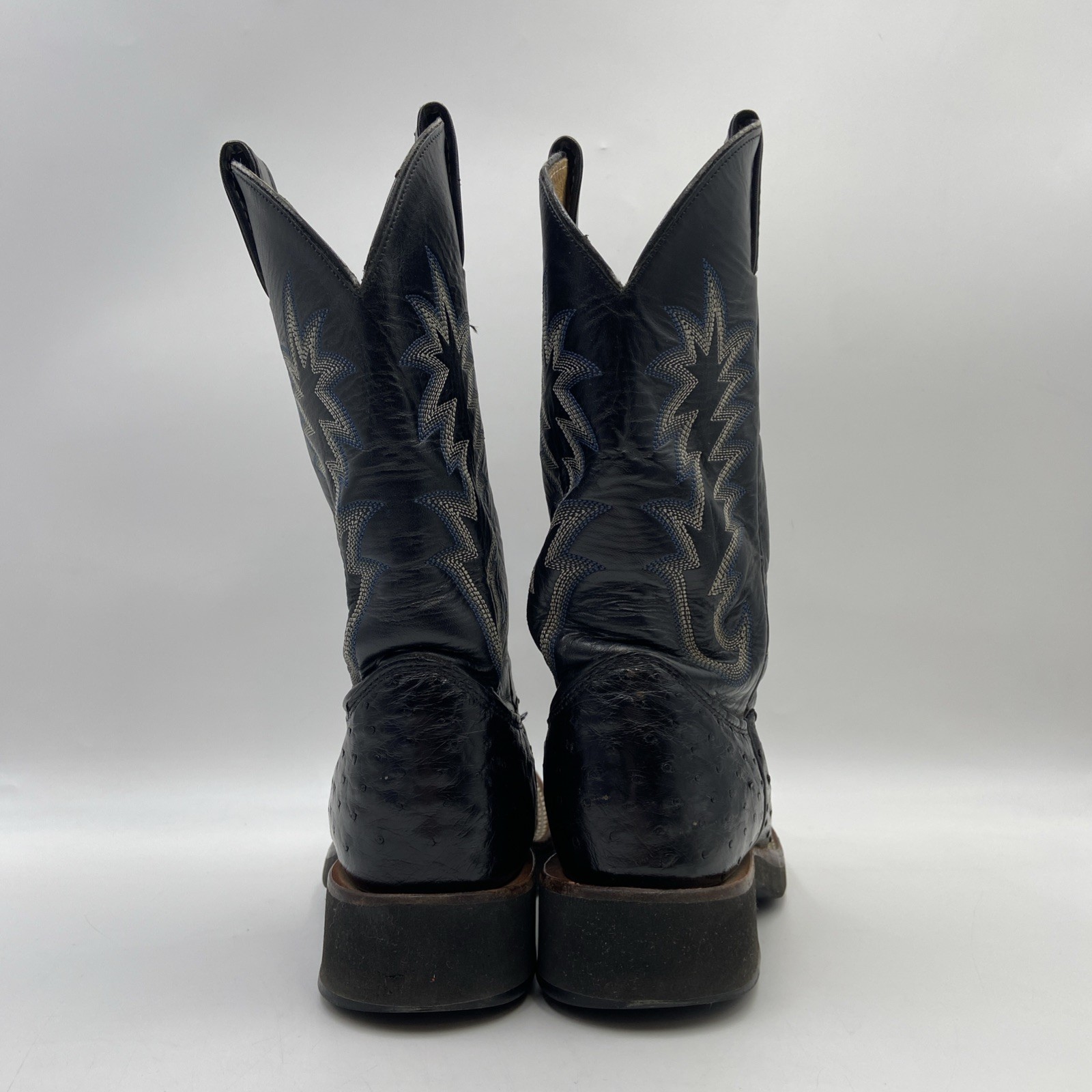 JUSTIN Black Ostrich Skin Mens Size 6D Round Toe Cowboy Boots #5003 USA Made