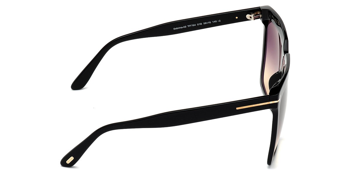 New Tom Ford Women Square Sunglasses FT0764 01B Shiny Black /Gradient Smoke 58mm
