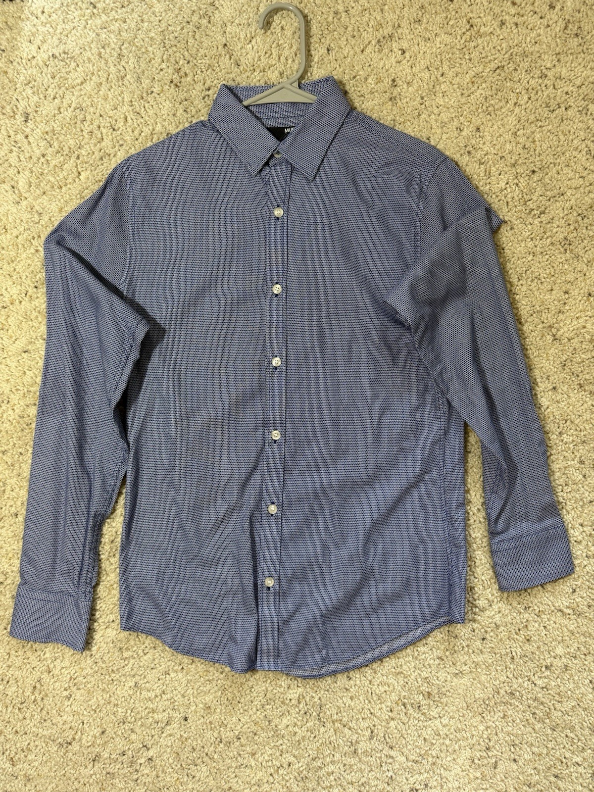 Murano Liquid Luxury Men’s Slim Fit Button-Up Shirt Blue Geometric Size S