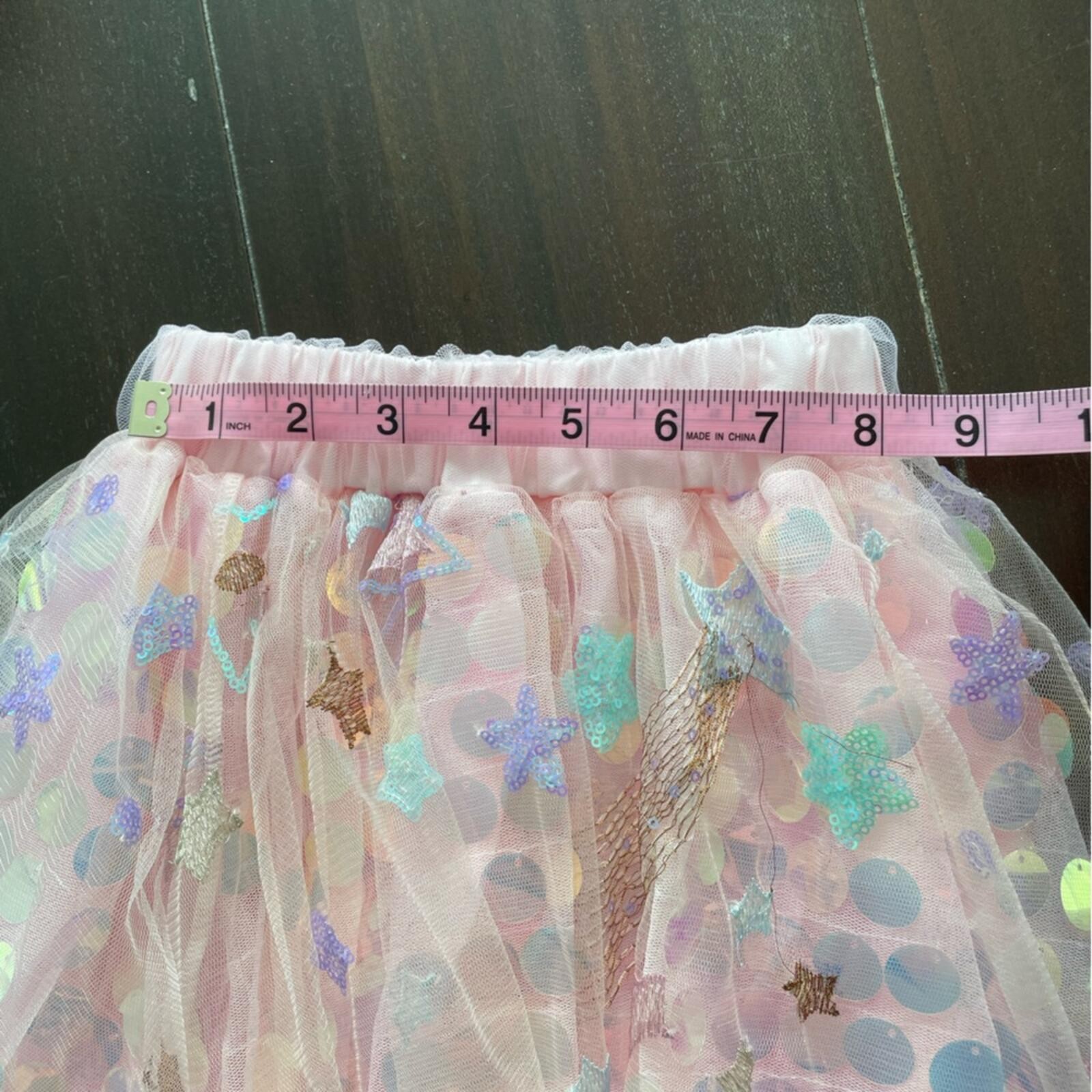 Stella Cove Sequin Tulle Sparkle Midi Skirt Size 4 Pink Stars