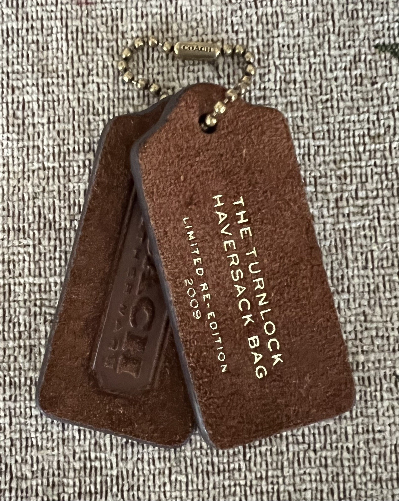 Genuine Coach Two 2.25” Brown Suede Leather HangTags 2009 Haversack Bag New