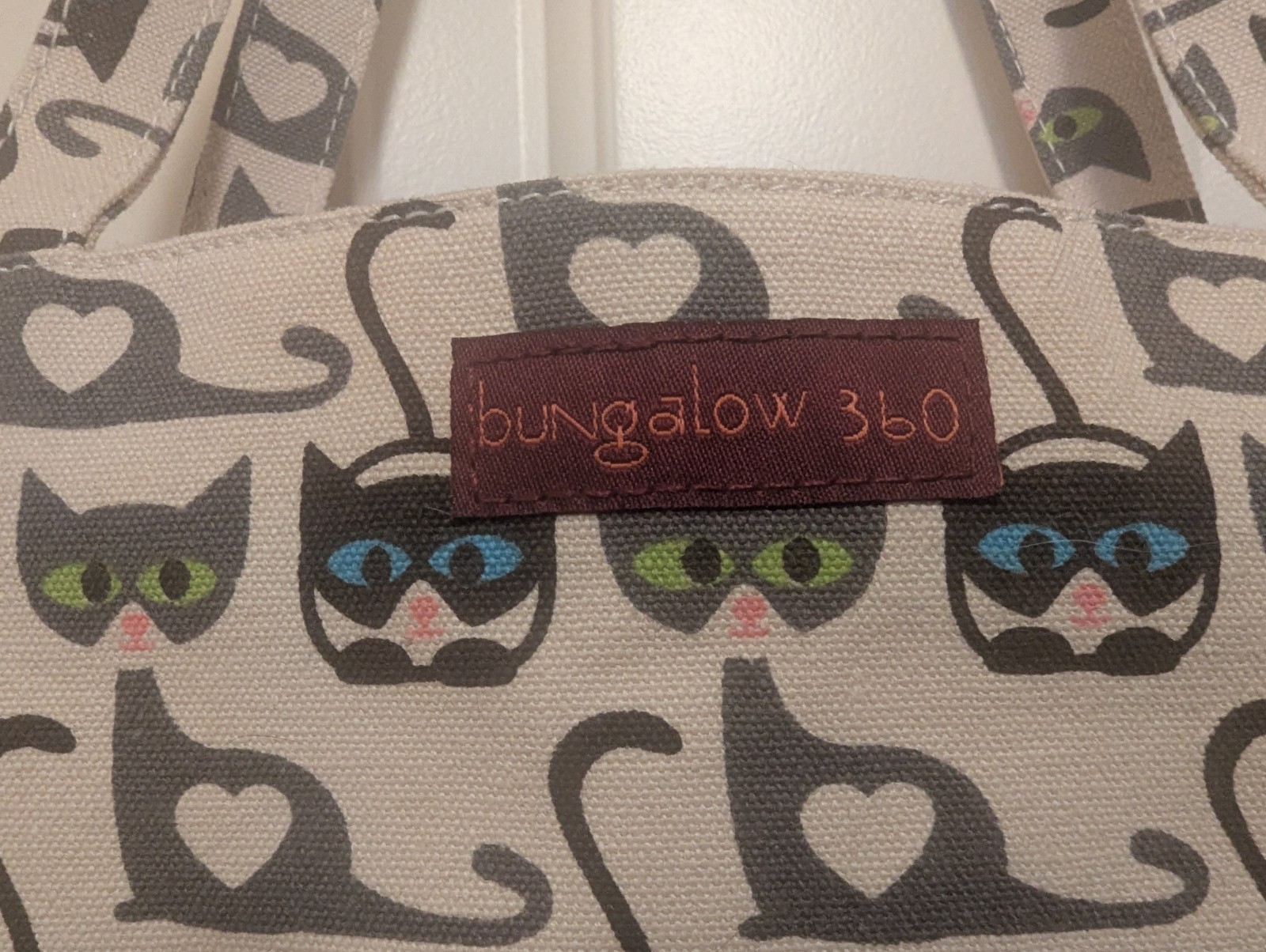 Bungalow 360 Canvas Mini Handbag Cats Eco-Friendly Zip Close