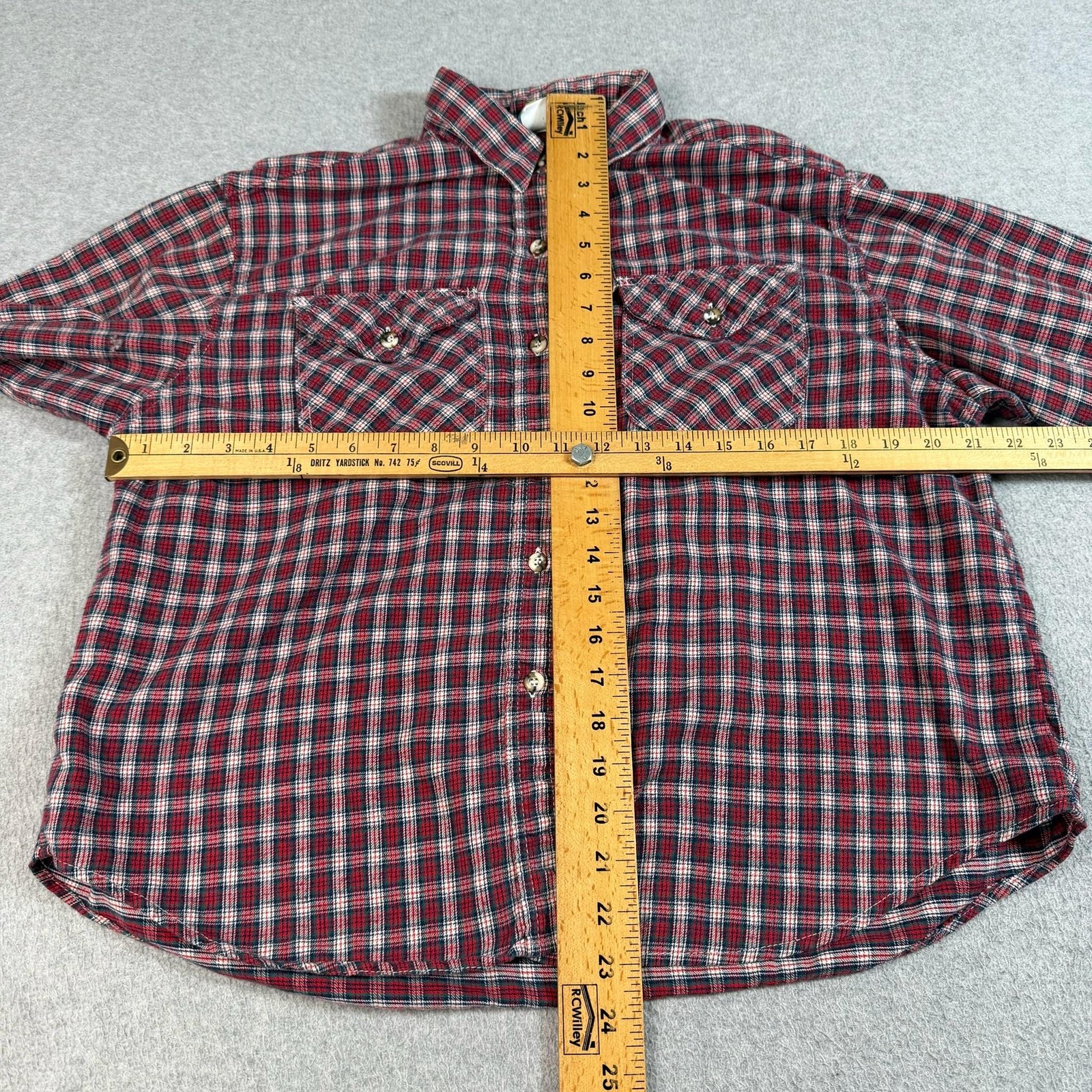 Vintage OshKosh Shirt Woman Large Red Plaid Button Western Flannel Heritage USA
