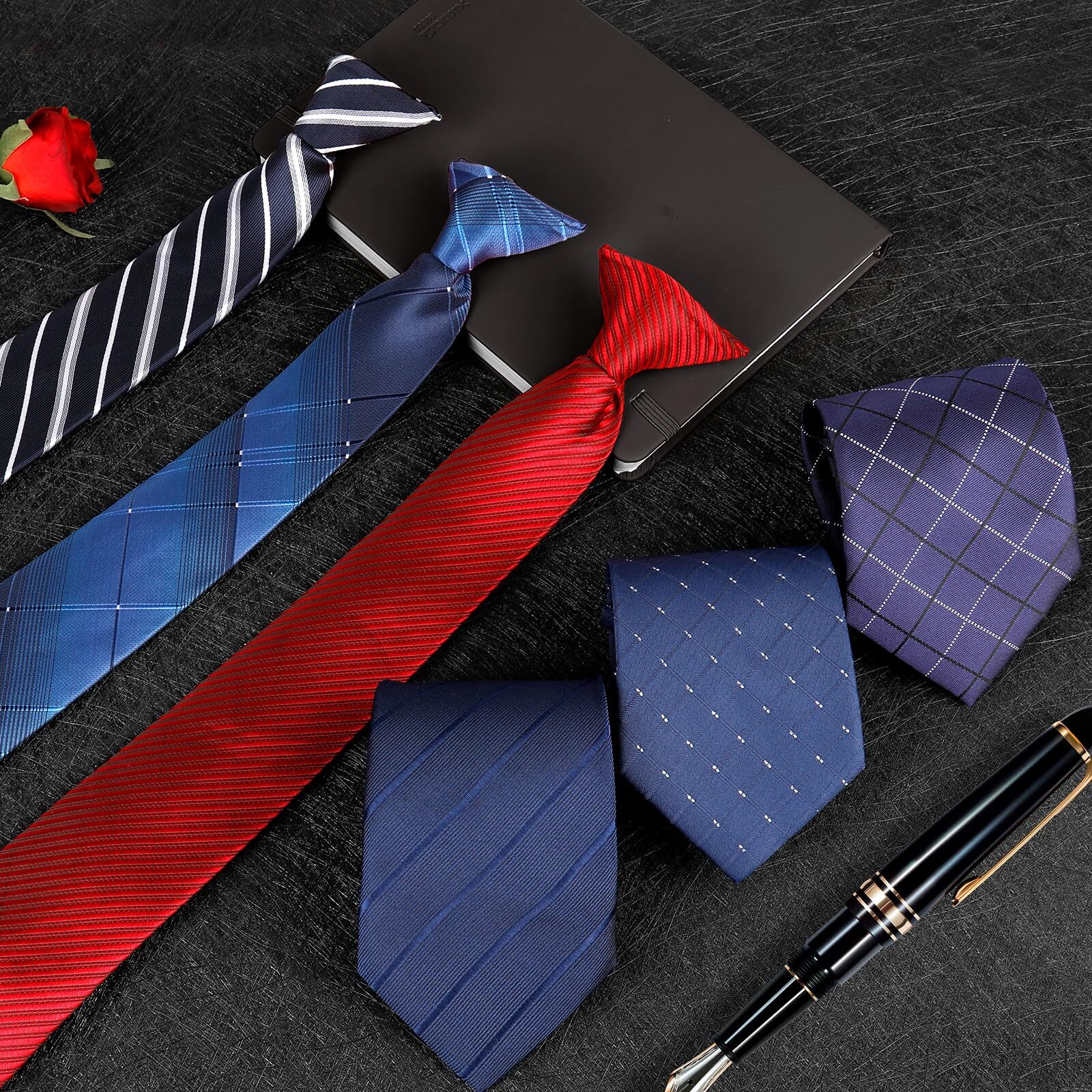 Clip on Ties for Men 6 Packs Solid Color Men’s Tie Clip on Necktie 20 Inches