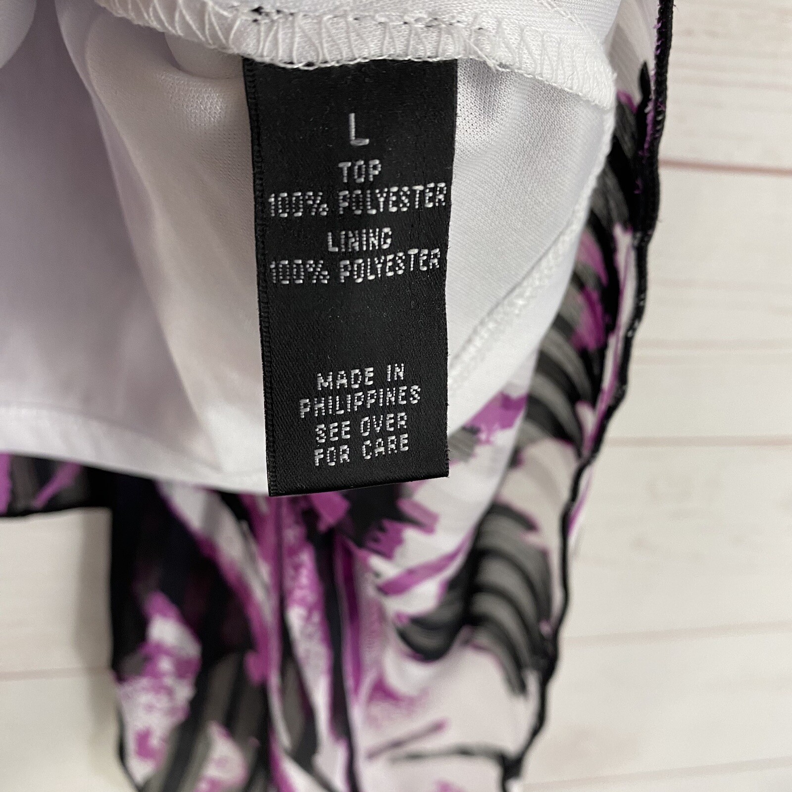 B-Wear Sharkbite Hem Abstract Print Tank Top L Purple Lined Chain Trim Neckline