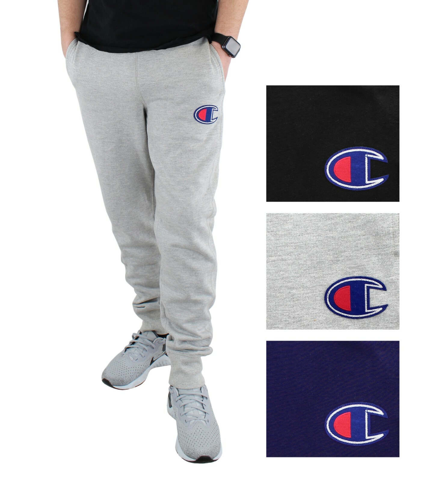 Champion Men’s Joggers Activewear Pants Ribbed Cuff Ankle Sweatpants Pockets