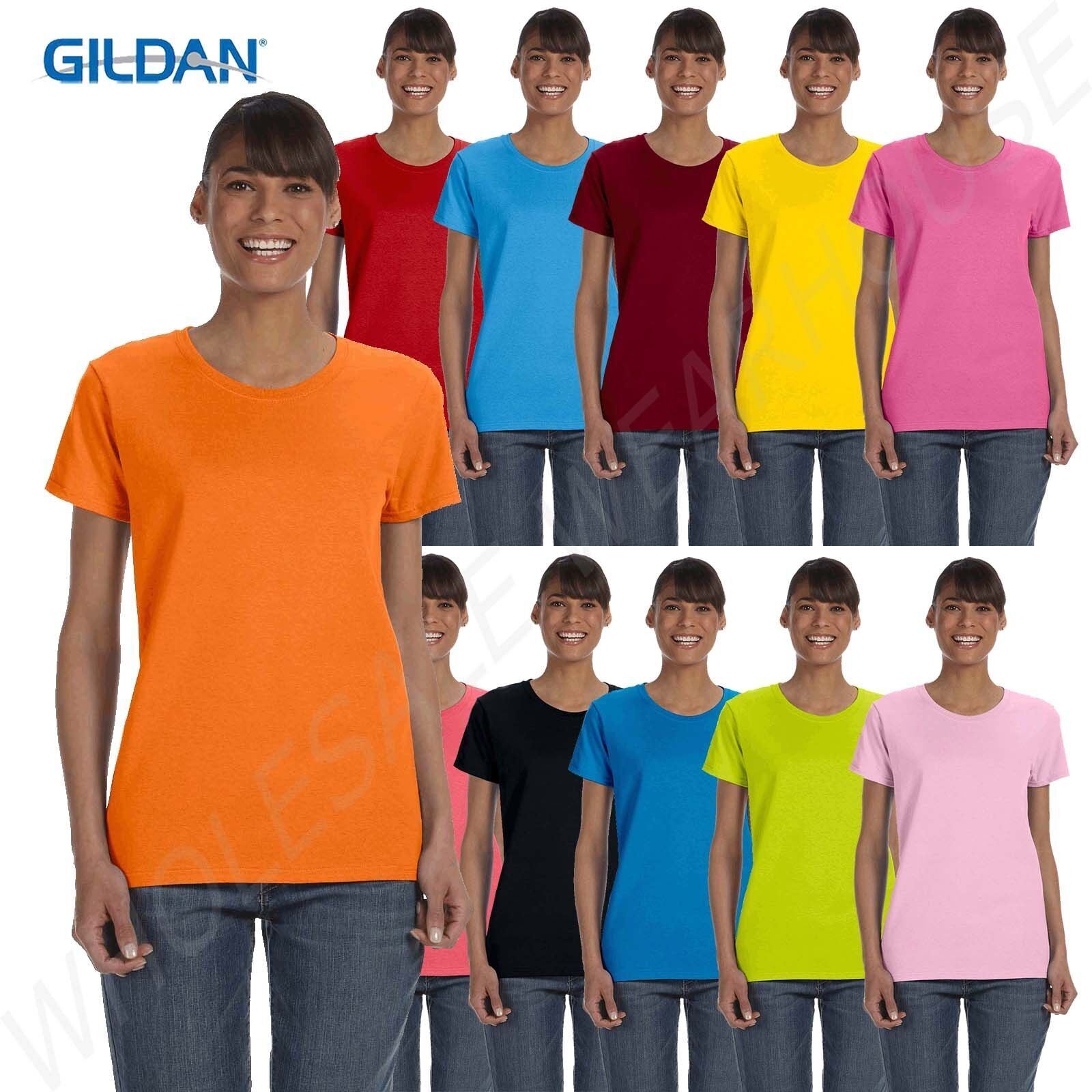 Gildan Womens T-Shirt Short Sleeves Heavy Cotton 5.3 oz Missy Fit S-XL G500L