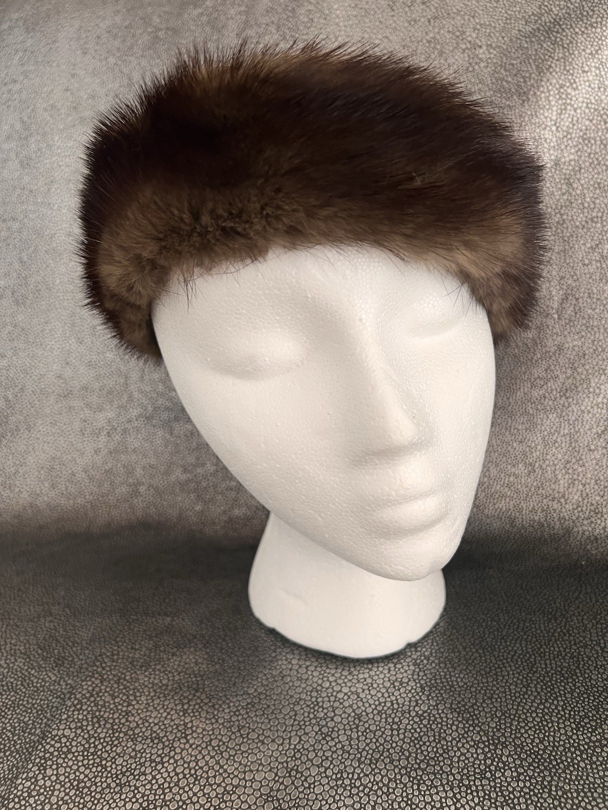 Classic Brown Mink Headband With Fur On The Inside And Snap In The Back