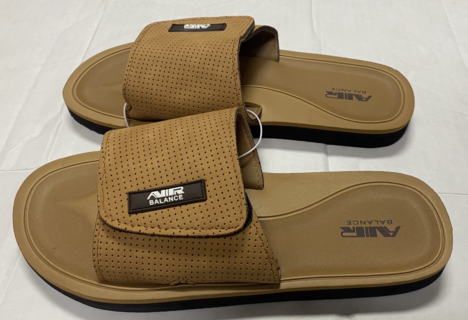 Air Balance Flip Flops Adjustable Tan Slide Sandals Men’s Size 8 9 10 11 12 13
