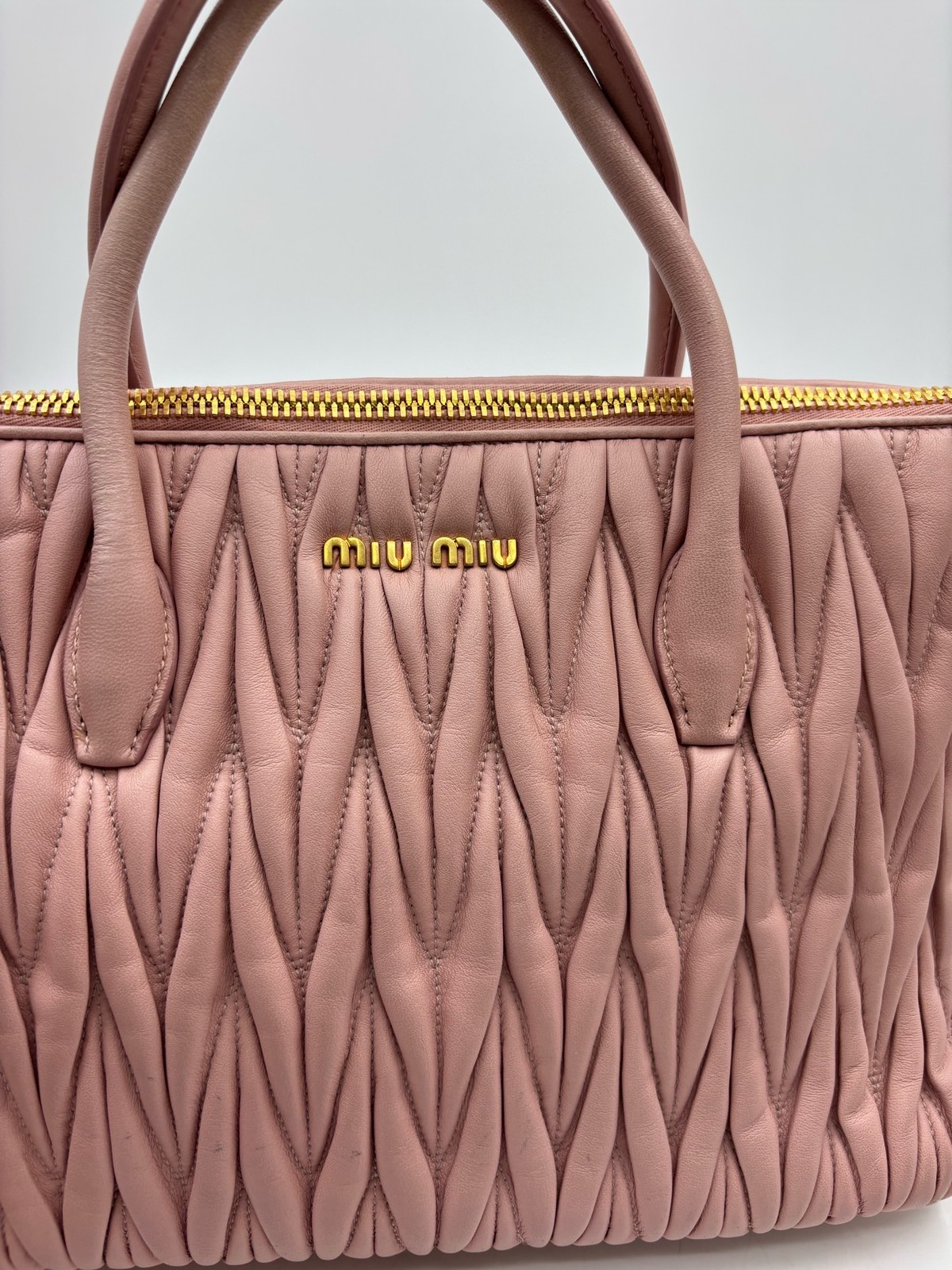 Miu Miu Pre-Owned Authentic Satchel Gold 31*15*22cm Free Tracked Shipping