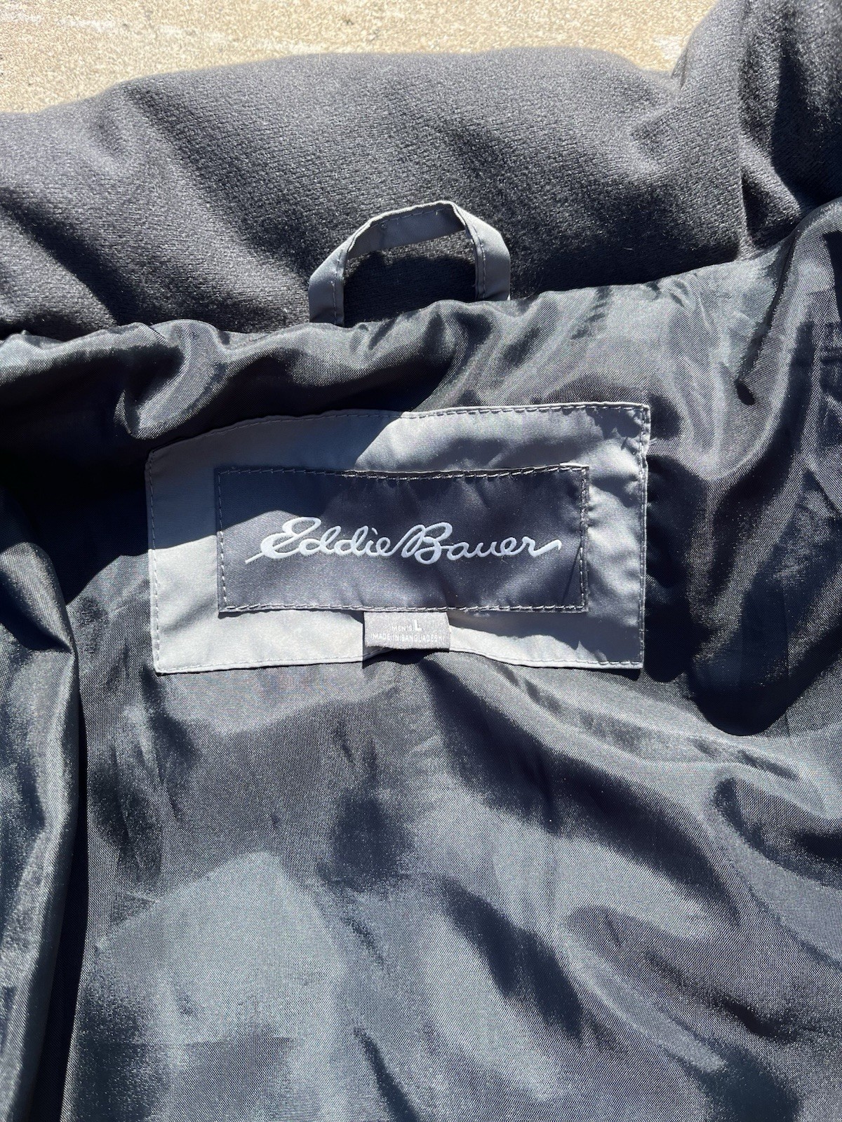 Eddie Bauer Men’s L Gray Insulated Puffer Jacket Full Zip Stand Collar
