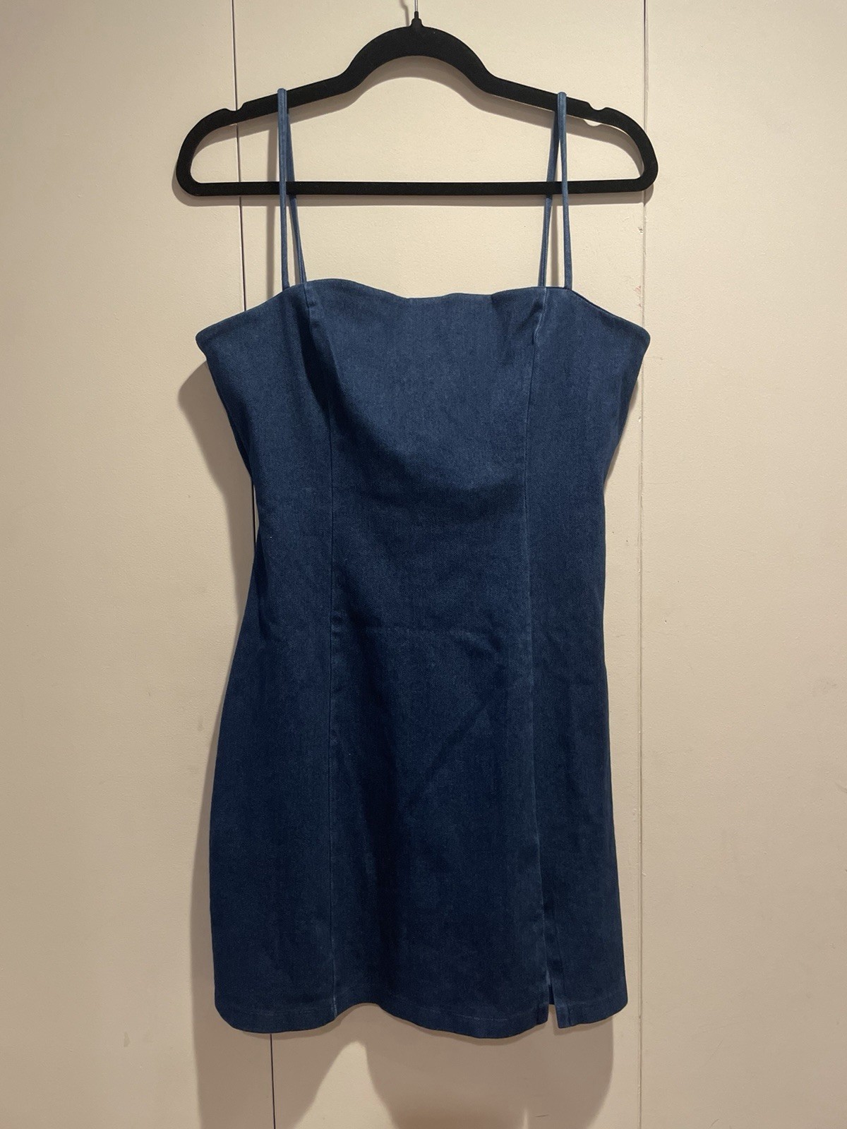 NEW Susana Monaco Women’s Stretchy Blue Denim Mini Dress Spaghetti Straps XL