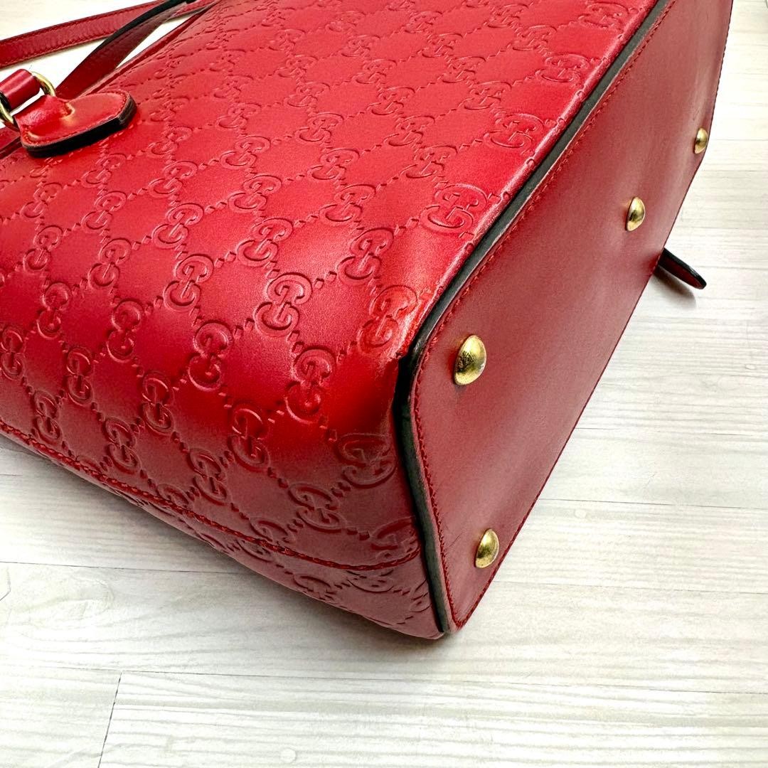 GUCCI Shoulder Bag Guccissima Red Leather Size: W11.4xH9.8 in. Strap: 43.3″