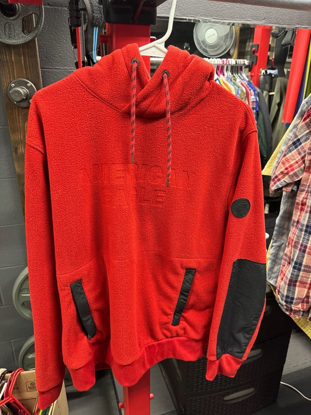 American Eagle Polar Fleece Pullover Hoodie with Elbow Patches