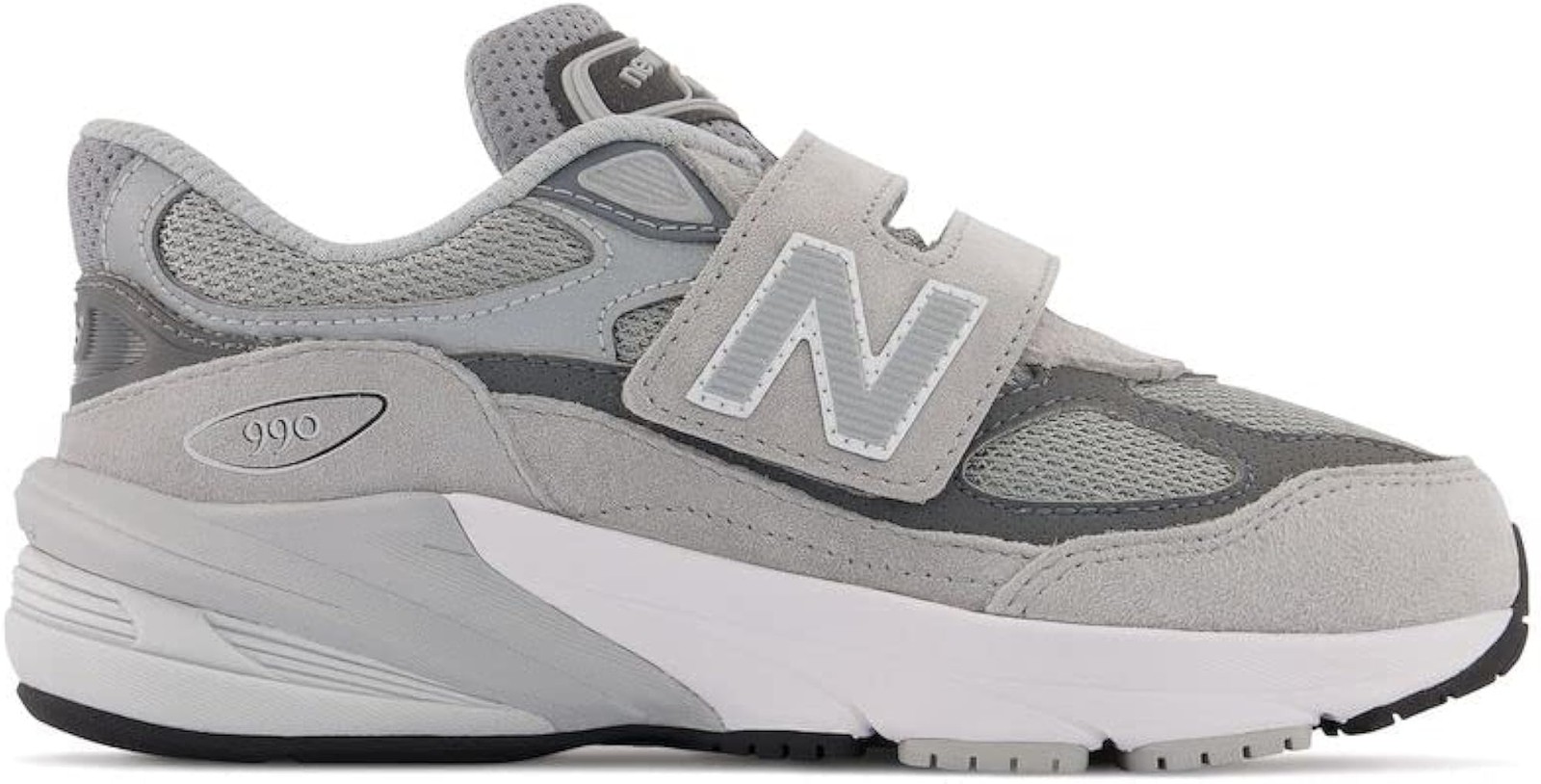 New Balance Boy’s 990 V6 Hook and Loop Sneaker, Grey/Silver, 9.5 X-Wide Toddler