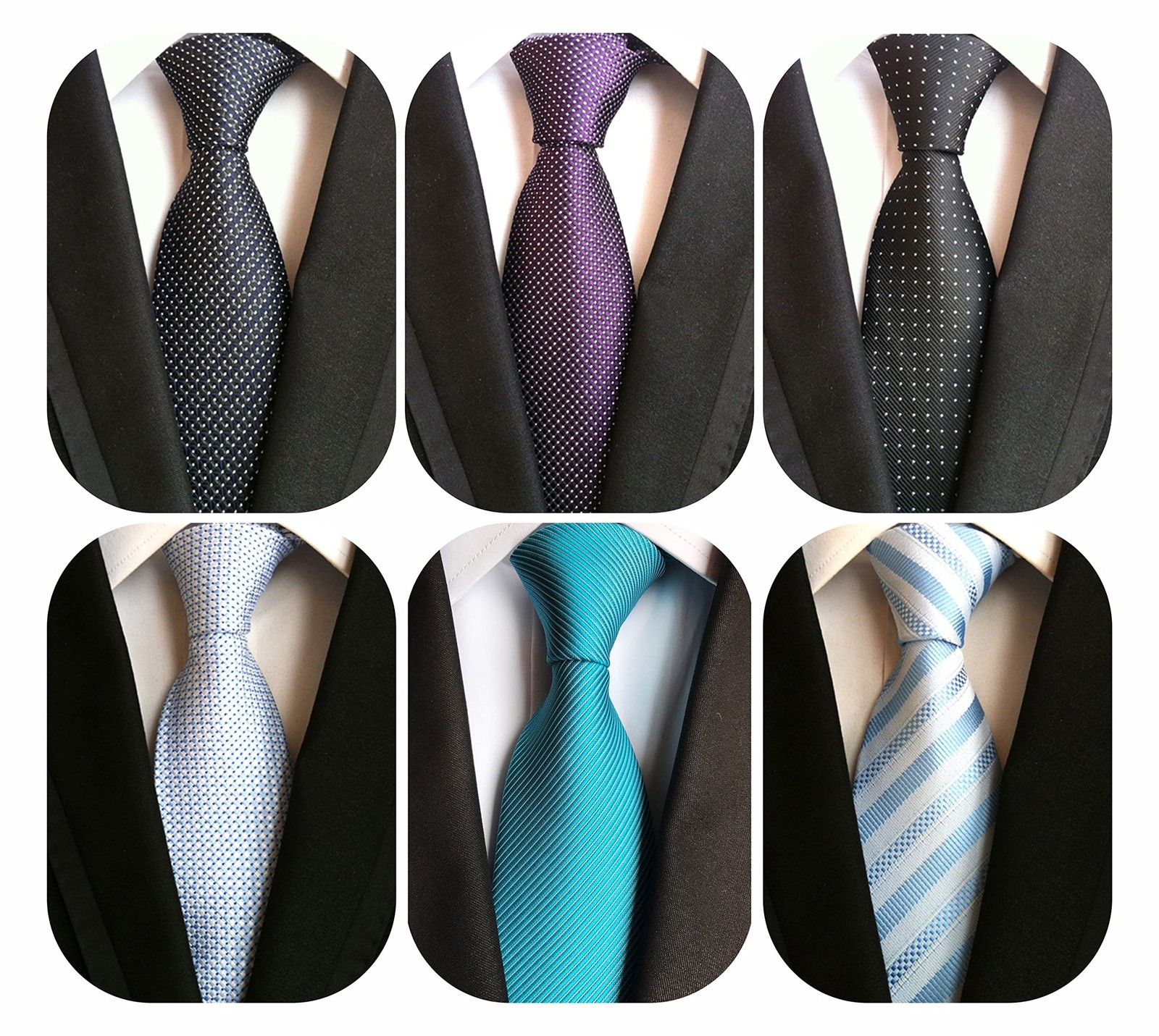 WeiShang Lot 6 PCS Classic Men’s Silk Tie Necktie Woven JACQUARD Neck Ties