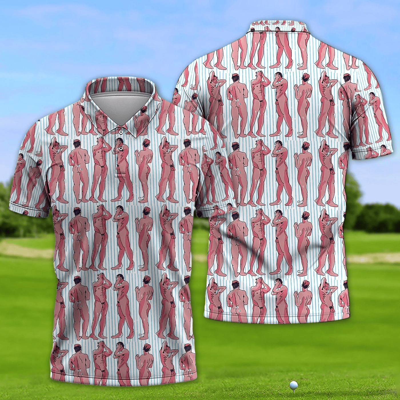 Abstract Figure Golf Polo, Modern Art Golf Shirt Men, Golfer Gift