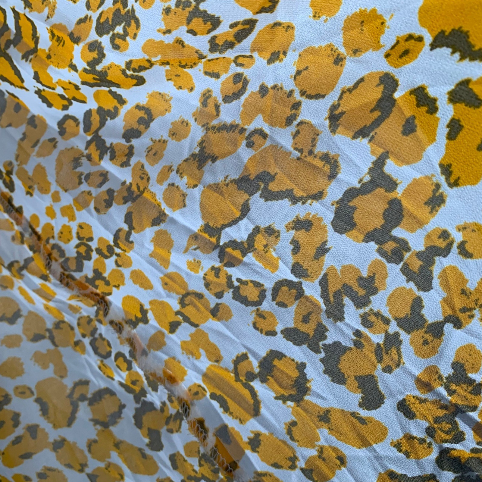 NWT Sheer Cover Up Pool Maxi Off Shoulder Bell Sleeve Animal Print Yellow Beige