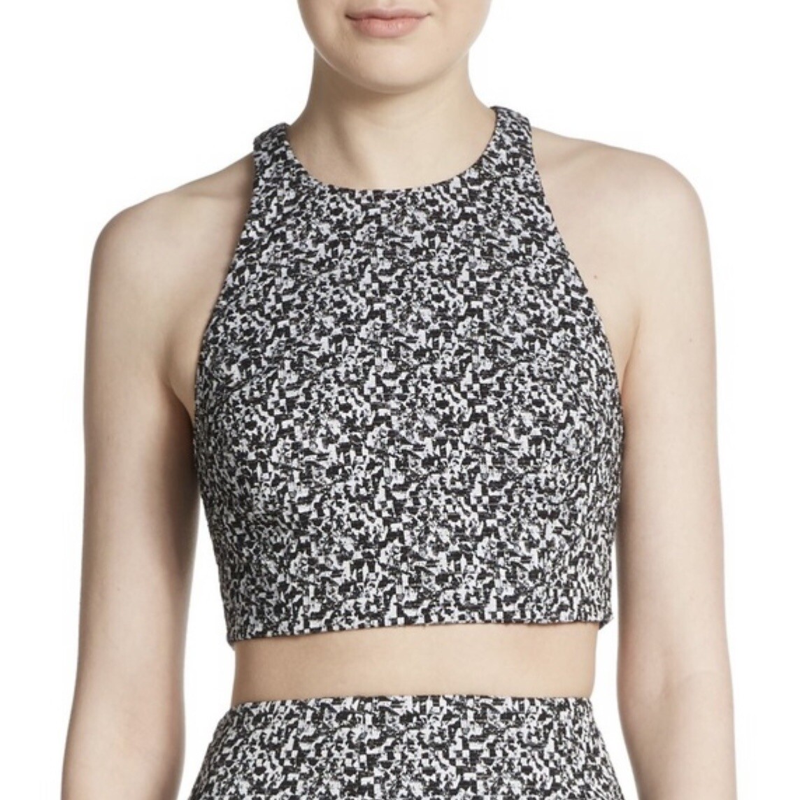 Elizabeth and James Jacquard Upton Crop Top Black White Women’s Size XS