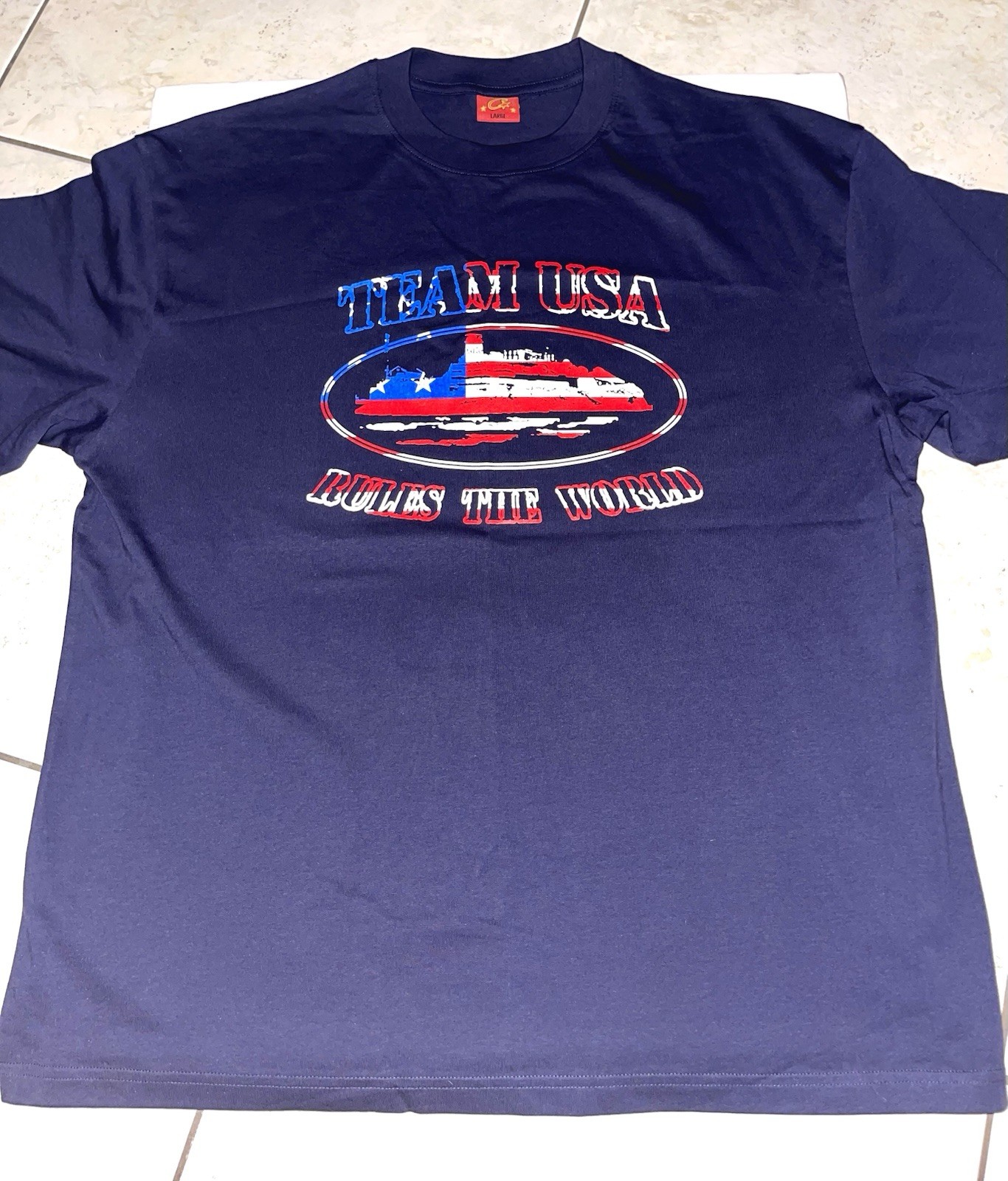 Corteiz DA STATES USA Exclusive Tee Shirt Blue Size L IN HAND NOW