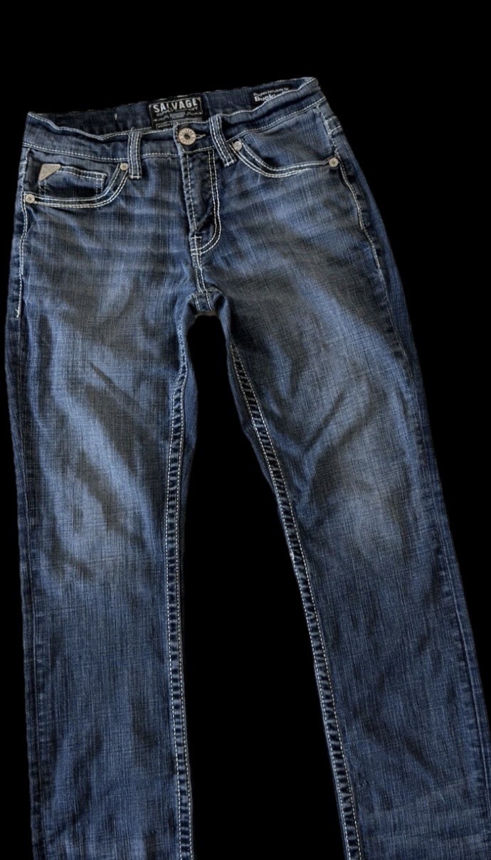 Salvage Supply Mayhem Straight Stretch Buckle Jeans ~ Men’s Size 30 x 32/30
