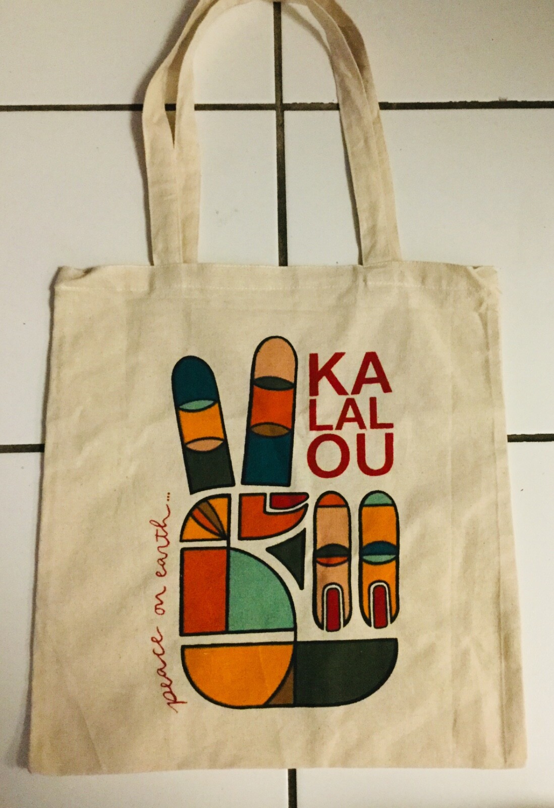KALALOU Home Decor Tote BAG Decor Canvas Shopping NWOT Peace on Earth