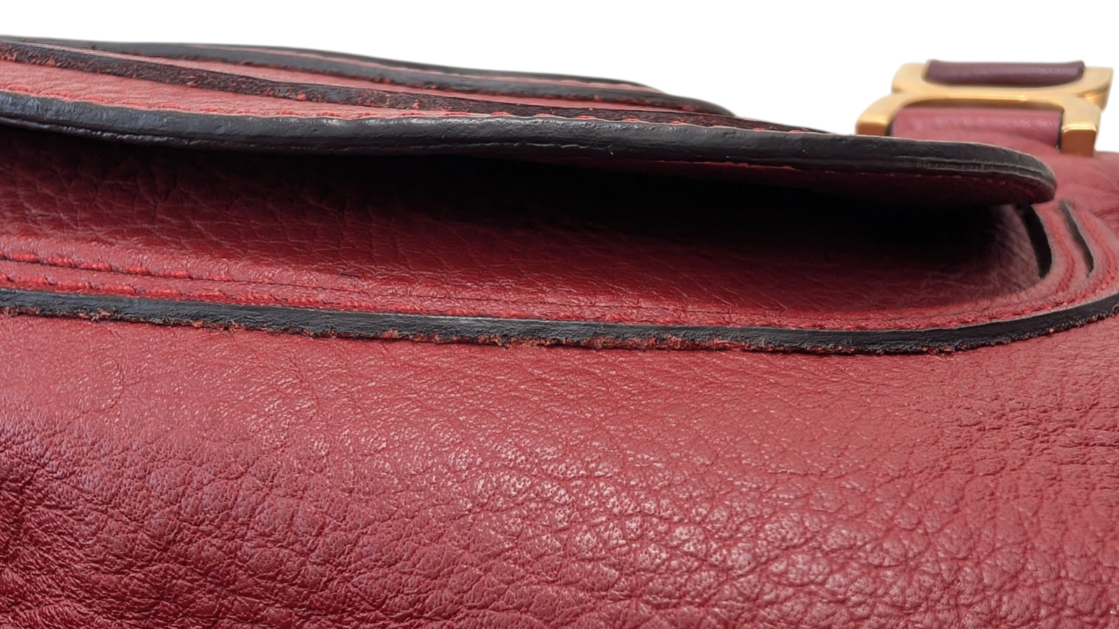 Chloe Marcie Shoulder Hand Bag Leather Red