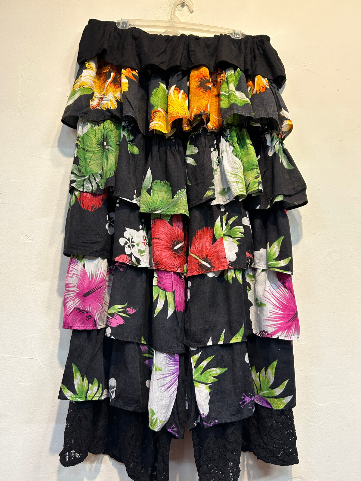 Nwt FUNKY STUFF boho ruffle hawaiian flamenco hippy rayon elastic waist PANTS 2X