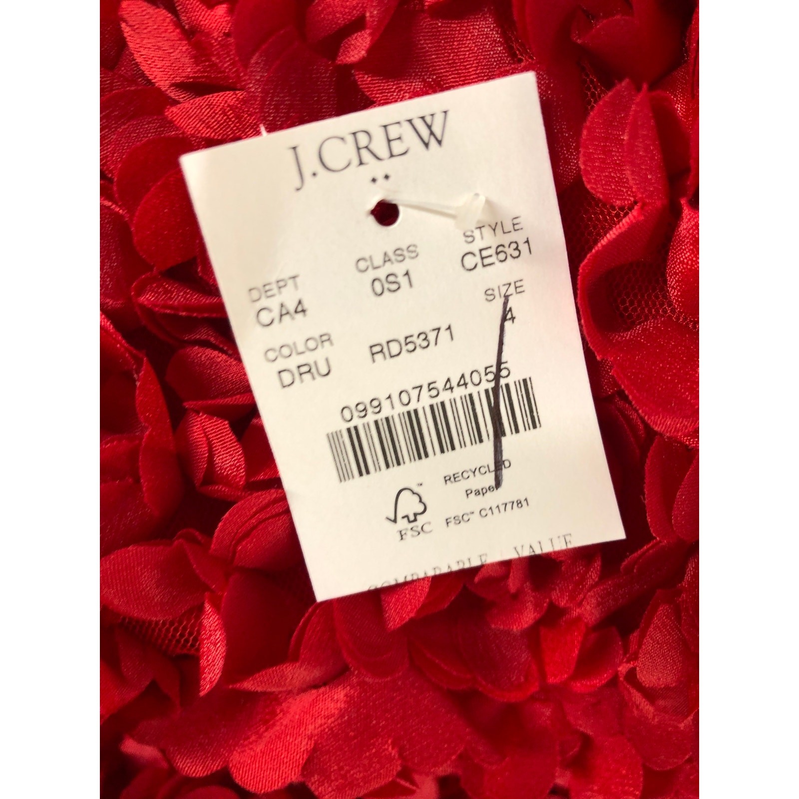 J. Crew Rosette Dress 3D Flower Petal Sleeveless Mini Sheath Deep Ruby Red NWT 4